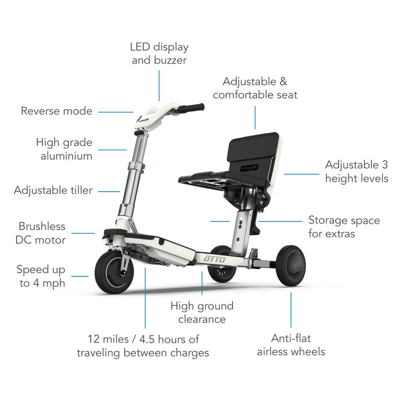 Movinglife ATTO Folding Mobility Scooter - Electricridesonly.com