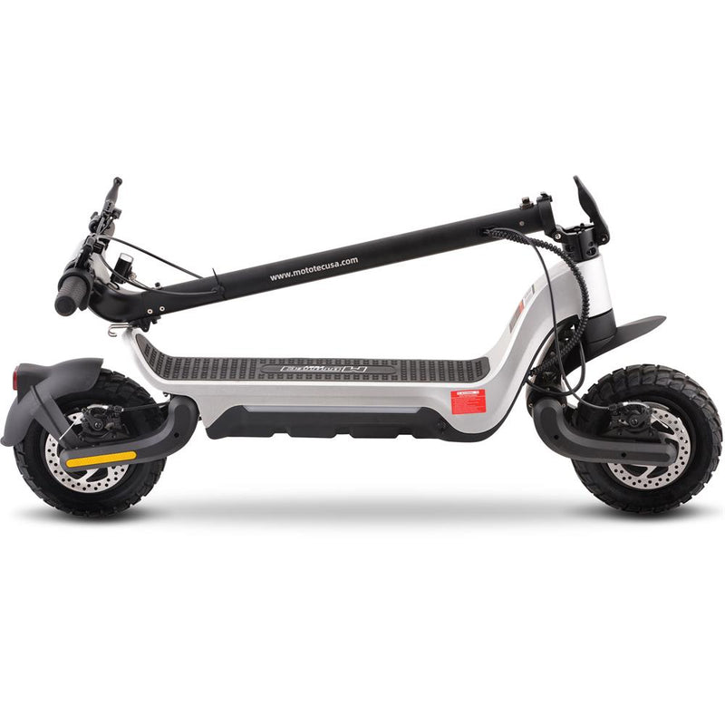 MotoTec Fury 48v 1000w Lithium Electric Scooter Silver - electricridesonly