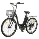Ecotric 26inch Peacedove electric city bike with basket and rear rack - electricridesonly