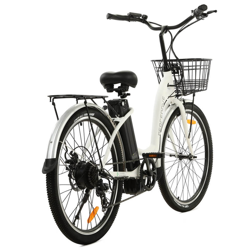 Ecotric 26inch Peacedove electric city bike with basket and rear rack - electricridesonly