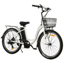 Ecotric 26inch Peacedove electric city bike with basket and rear rack - electricridesonly