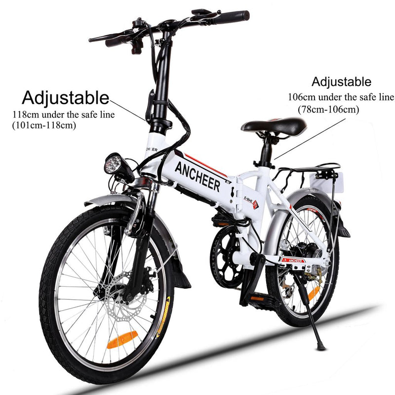 Ancheer 20 Inch Wheel Folding City Commuter Electric Bike - Electricridesonly.com