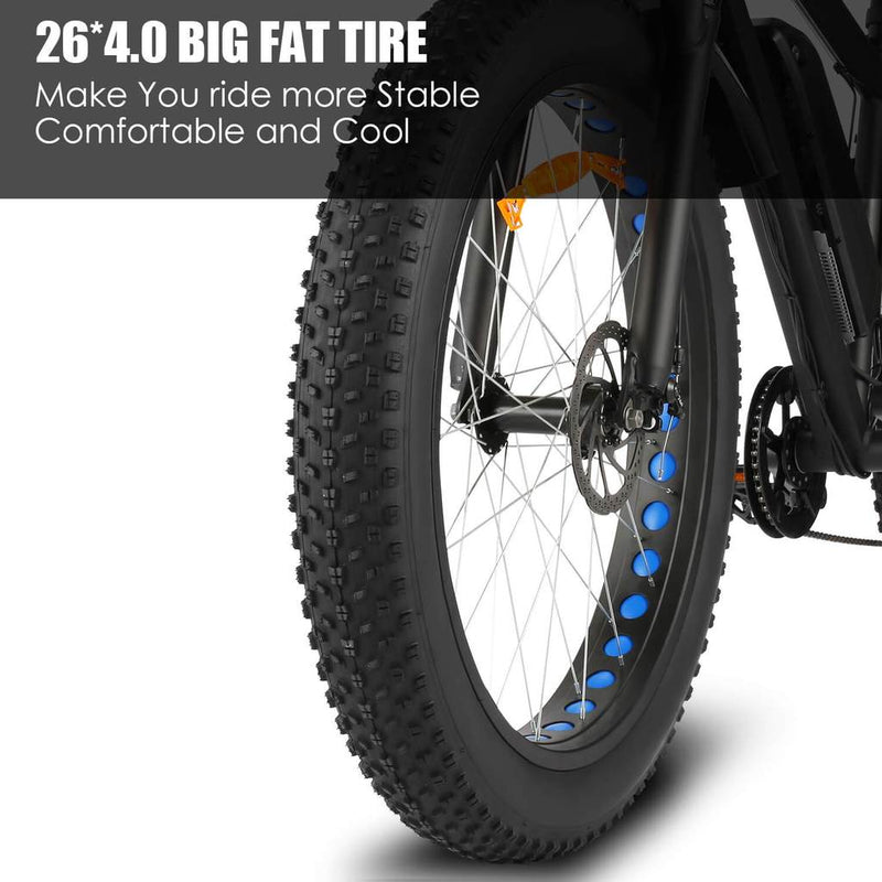 ANCHEER 26 Inch Wheel 500W Fat Tire Electric Mountain Bike with Removable 48V 10Ah Battery - Electricridesonly.com