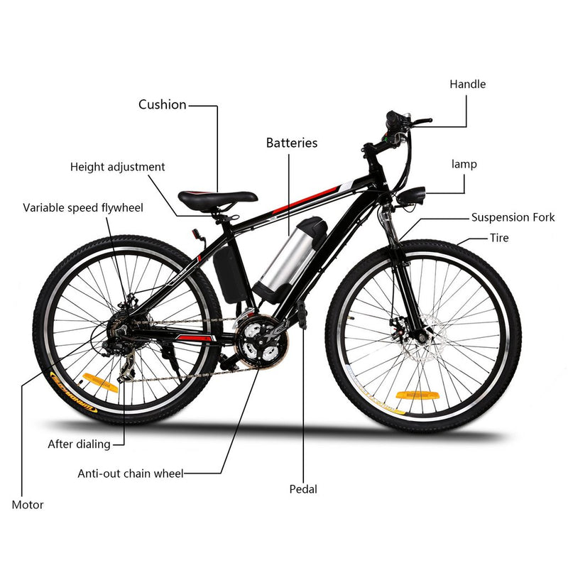 ANCHEER 26 Inch Wheel Electric Mountain Bike 250W with Removable 36V 8A Battery - Electricridesonly.com