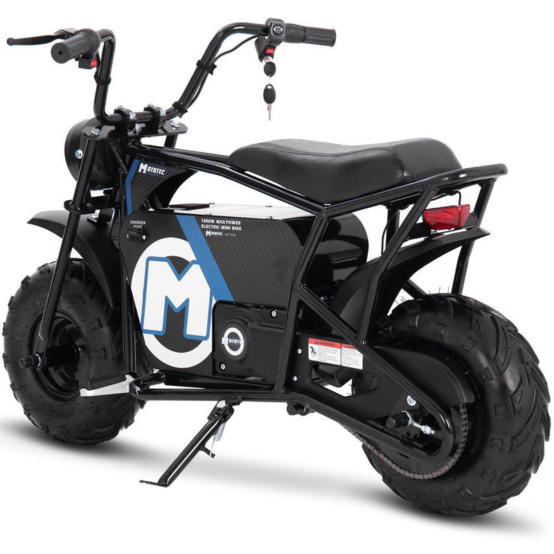 MotoTec 48v 1000w Electric Powered Mini Bike Black - electricridesonly