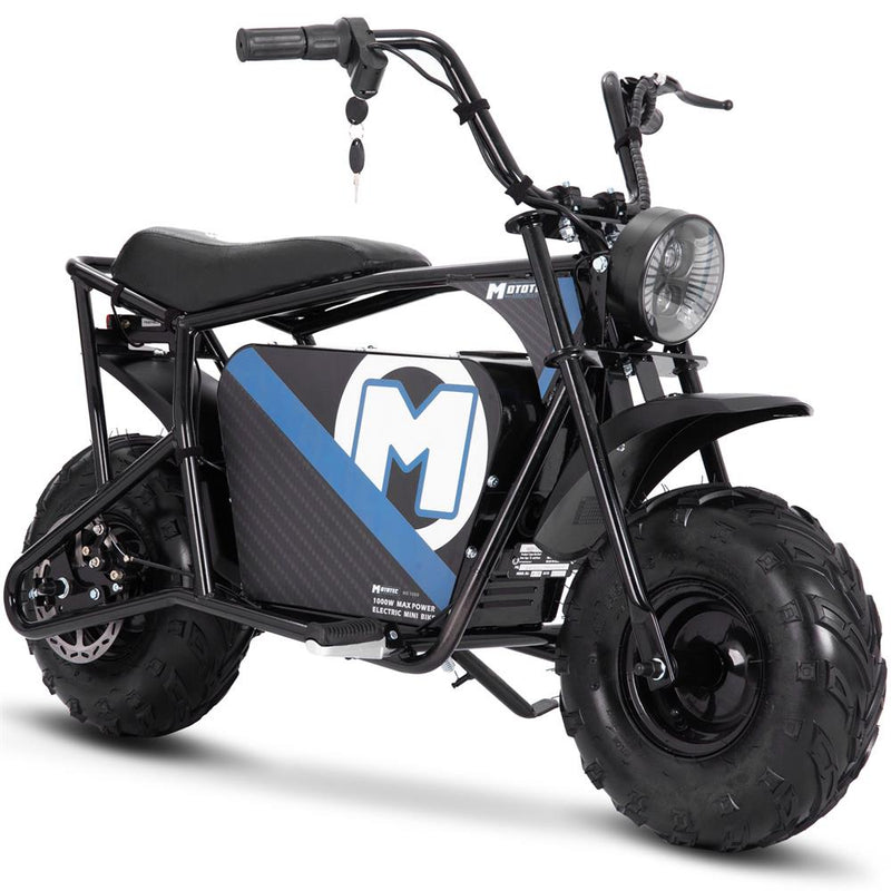 MotoTec 48v 1000w Electric Powered Mini Bike Black - electricridesonly
