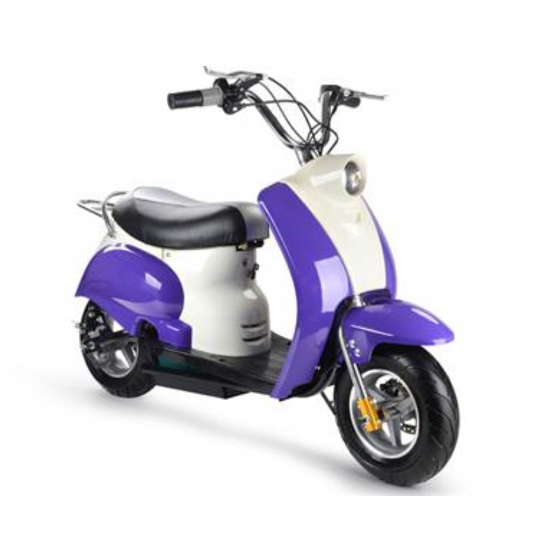 MotoTec 24v Electric Moped Purple - Electricridesonly.com